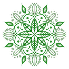 Fototapeta premium Green floral mandala design with leaf motifs