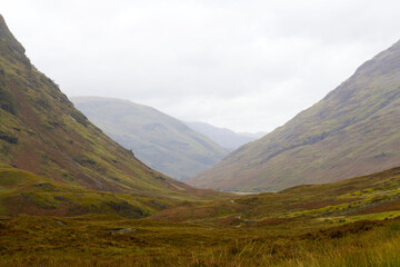 Panoramic view of Glencoe, near Fort William, in the Scottish Highlands, Scotland
