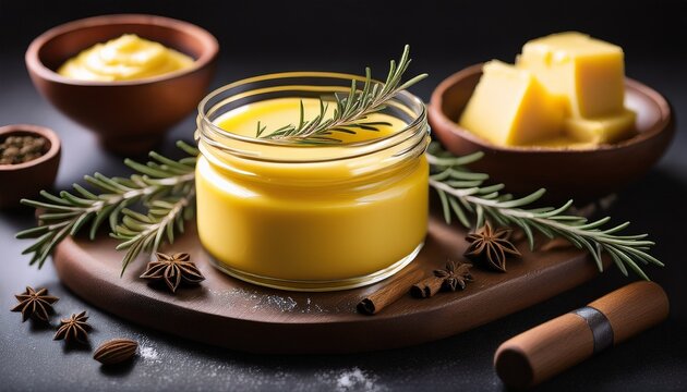 Aromatic Ghee Butter With Rosemary And Spices Enhancing Culinary Delights