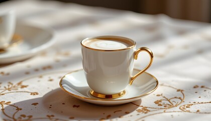 Mini milk frothing pitcher, saucer, elegant narrow highlights