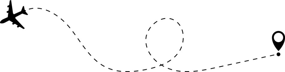 Airplane Route Icon. Travel symbol.