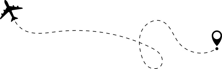 Airplane Route Icon. Travel symbol.