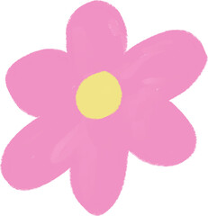 Pink Hand-Drawn Flower Clipart – Pastel Petal Illustration, Cute Simple Floral Shape for Kids Designs