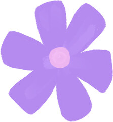 Fototapeta premium Purple Pastel Hand-Drawn Flower Clipart – Soft Petal Cute Floral Illustration for Kids Artwork
