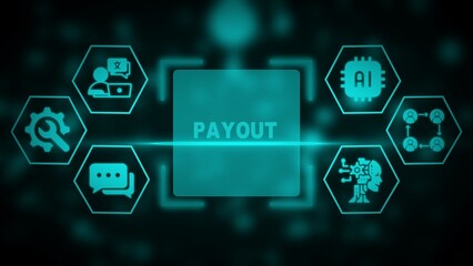 Teal Digital Payout System with AI and Connection Icons technology finance