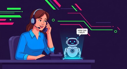 customer service ai assisting a call center agent providing support and solutions enhancing efficiency and user experience in digital assistance