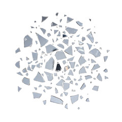 Shattered Glass Fragments Scattered on a transparent background.