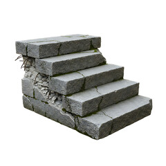 Damaged concrete steps showing the effects of weathering and times passage.