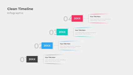 Modern Clean Business Milestone Timeline Infographic Template with 4 Steps