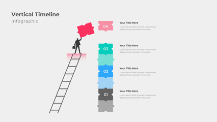 Vertical Timeline Infographic Template Modern Business Puzzle Style Presentation © SlidePond Studio 