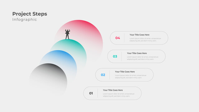 Modern Project Management Infographic Template with 4 Colorful Layered Steps and Success Icon