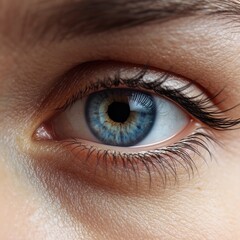 Fototapeta premium Close-up of a striking blue human eye