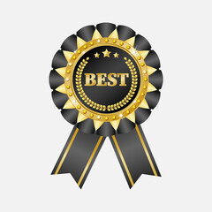 Label design, awarded the golden "Best" award. Vector illustration