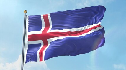 4K Iceland flag waving in the wind - realistic Iceland flag animation in high resolution, perfect for Iceland national day, independence, travel and patriotic video projects