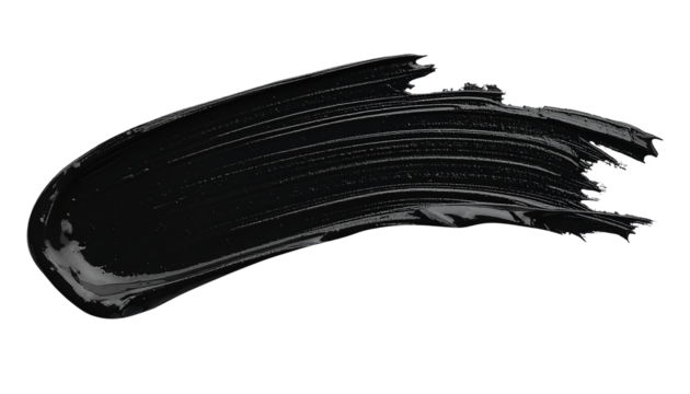 textured abstract black paint stroke isolated on transparent background, png