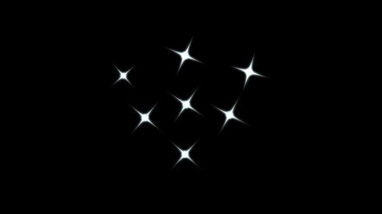 Twinkling star motion graphics with black screen background. shimmering light, white cartoon, flat, vector, doodles style stars blinking. sparkling effects or magical appearance 4k animation