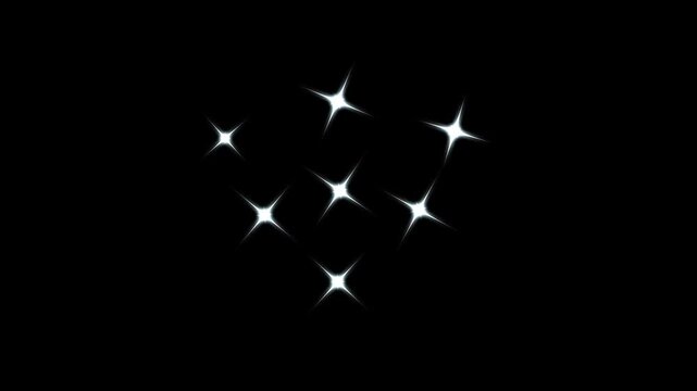 Twinkling star motion graphics with black screen background. shimmering light, white cartoon, flat, vector, doodles style stars blinking. sparkling effects or magical appearance 4k animation