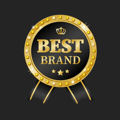 Label design, awarded the golden award "Best Brand". Vector illustration