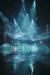 A stunning laser light holographic projection featuring mesmerizing fog effects, creating a captivating visual experience.