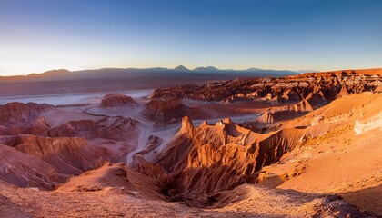 Valle De La Luna Atacama Desert Chile At Sunset