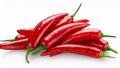 Many Red Chilli Pepers Isolated On A White