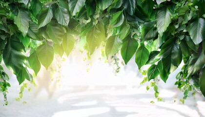 Cascading Green Leaves Create A Natural Look Enhancing A Bright Clean Environment With Vibrant Greenery
