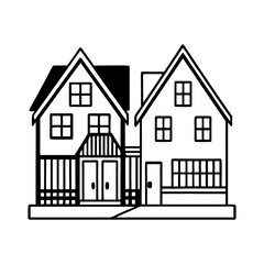 House with windows and doors architectural drawing residential building home exterior isolated on white background isolated on transparent background