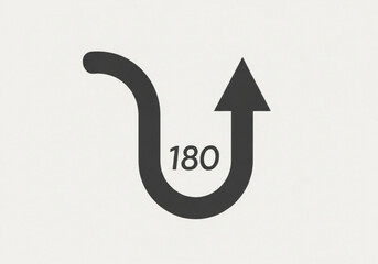 A dark gray arrow forms a uturn with 180 degrees indicated