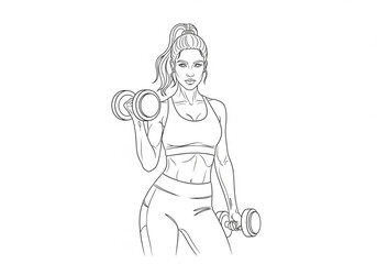 Fit woman with toned abs lifting dumbbells