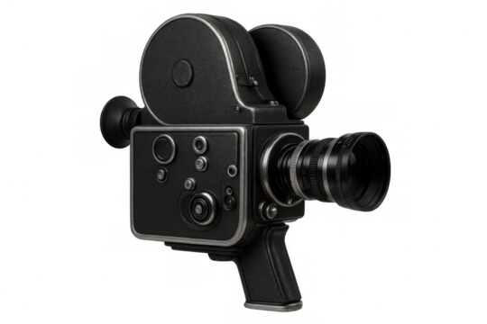 Vintage 8mm film camera, classic cinema equipment representing nostalgia, retro media, and old movie production technology