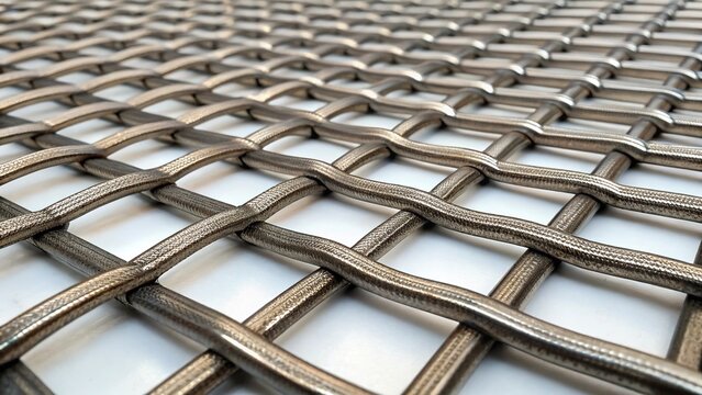 Industrial steel mesh pattern shows intricate design suitable for various construction projects and applications