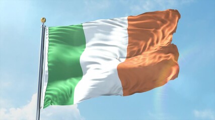 4K Ireland flag waving in the wind - realistic Ireland flag animation in high resolution, perfect for Ireland national day, independence, travel and patriotic video projects