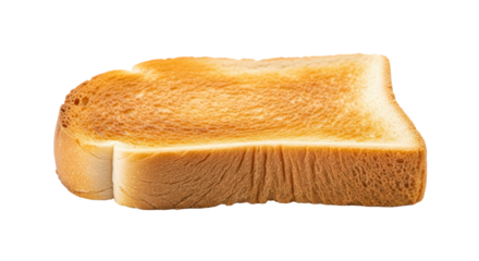 Crispy golden slice of toasted white bread ready for breakfast isolated on transparent background