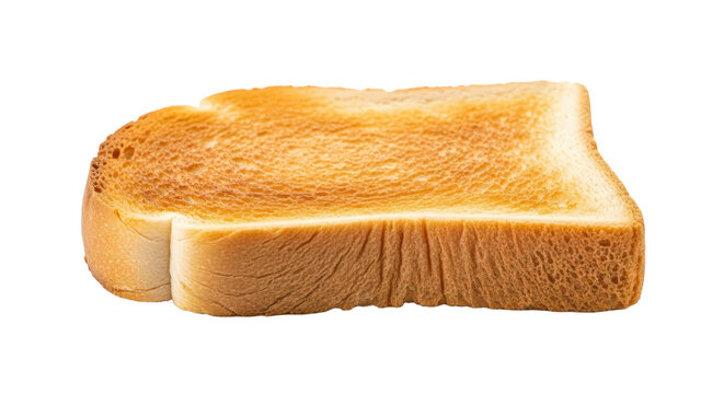 Crispy golden slice of toasted white bread ready for breakfast isolated on transparent background