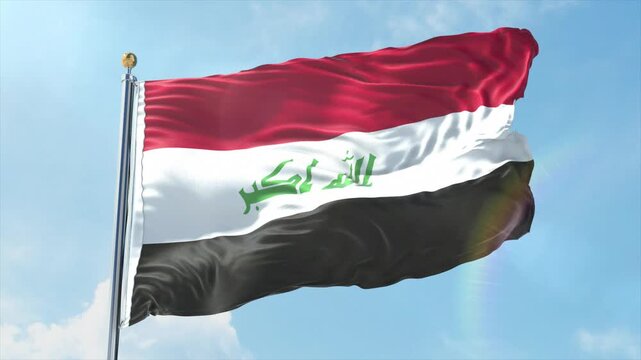 4K Iraq flag waving in the wind - realistic Iraq flag animation in high resolution, perfect for Iraq national day, independence, travel and patriotic video projects