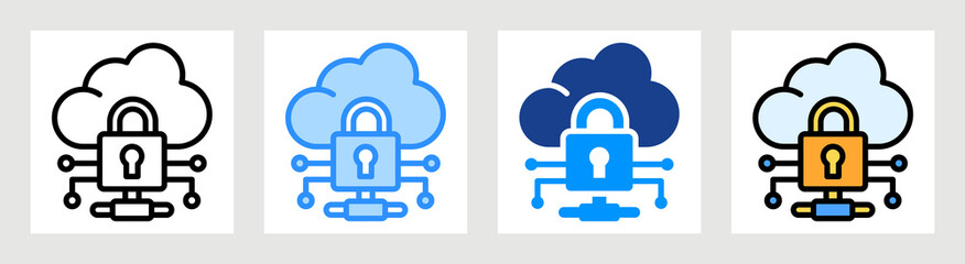 Cloud Encryption Icon Collection Set Multiple Style