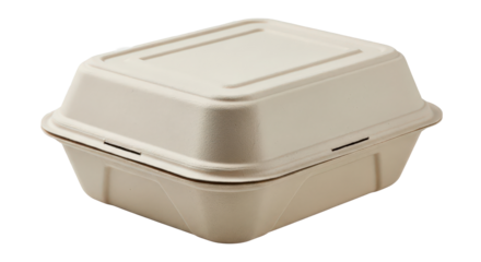Eco-friendly molded fiber takeout food container on white background isolated on transparent background