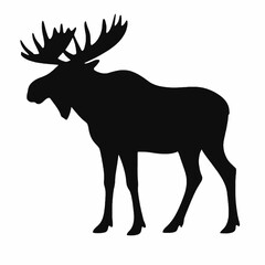 Obraz premium Black and white moose silhouette illustration