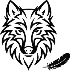 A striking digital illustration of a wolf head logo