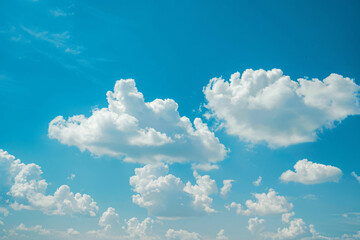 clear blue sky with soft white clouds, minimalistic background, high resolution, studio-grade lighting effect, perfect for text overlay