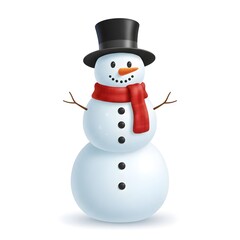 Snowman with Scarf and Top Hat &ndash; Cheerful Winter Holiday Vector Illustration