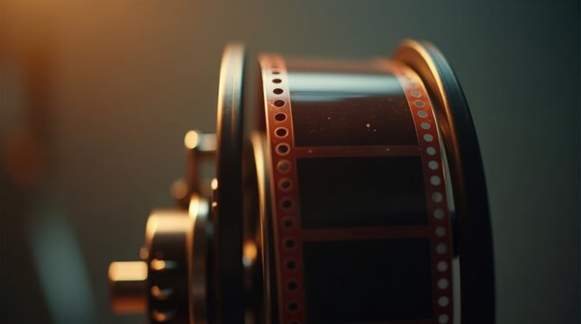 Pel&iacute;cula de 35 mm se desliza por el carrete de la c&aacute;mara