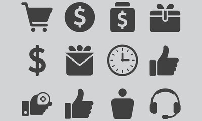 Collection of e commerce and business related icons