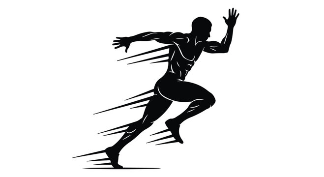 Dynamic silhouette of an athlete sprinting with motion blur, conveying speed and power
