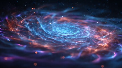 A stunning portrayal of a futuristic holographic energy field in motion, showcasing vibrant colors and dynamic patterns.