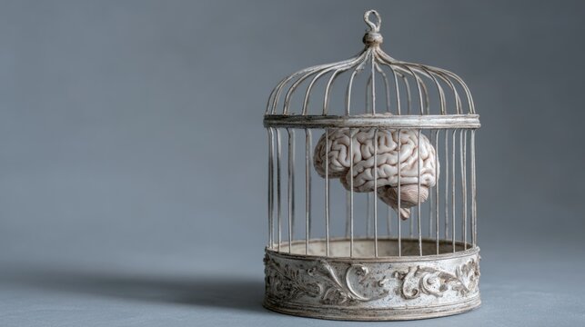 Human brain trapped mind cage freedom psychology freedom limitation creative constraint	