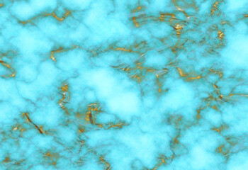 Abstract turquoise and gold marble texture background with organic swirling patterns and veins