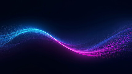Abstract glowing particles background with flowing neon lights and dark blue gradient backdrop