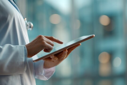 Medical professional using tablet patient records healthcare digital technology concept for healthcare business