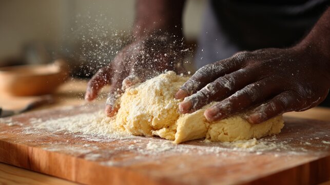 Dough forming hands kneading baking ingredient preparation culinary skill for food cooking	